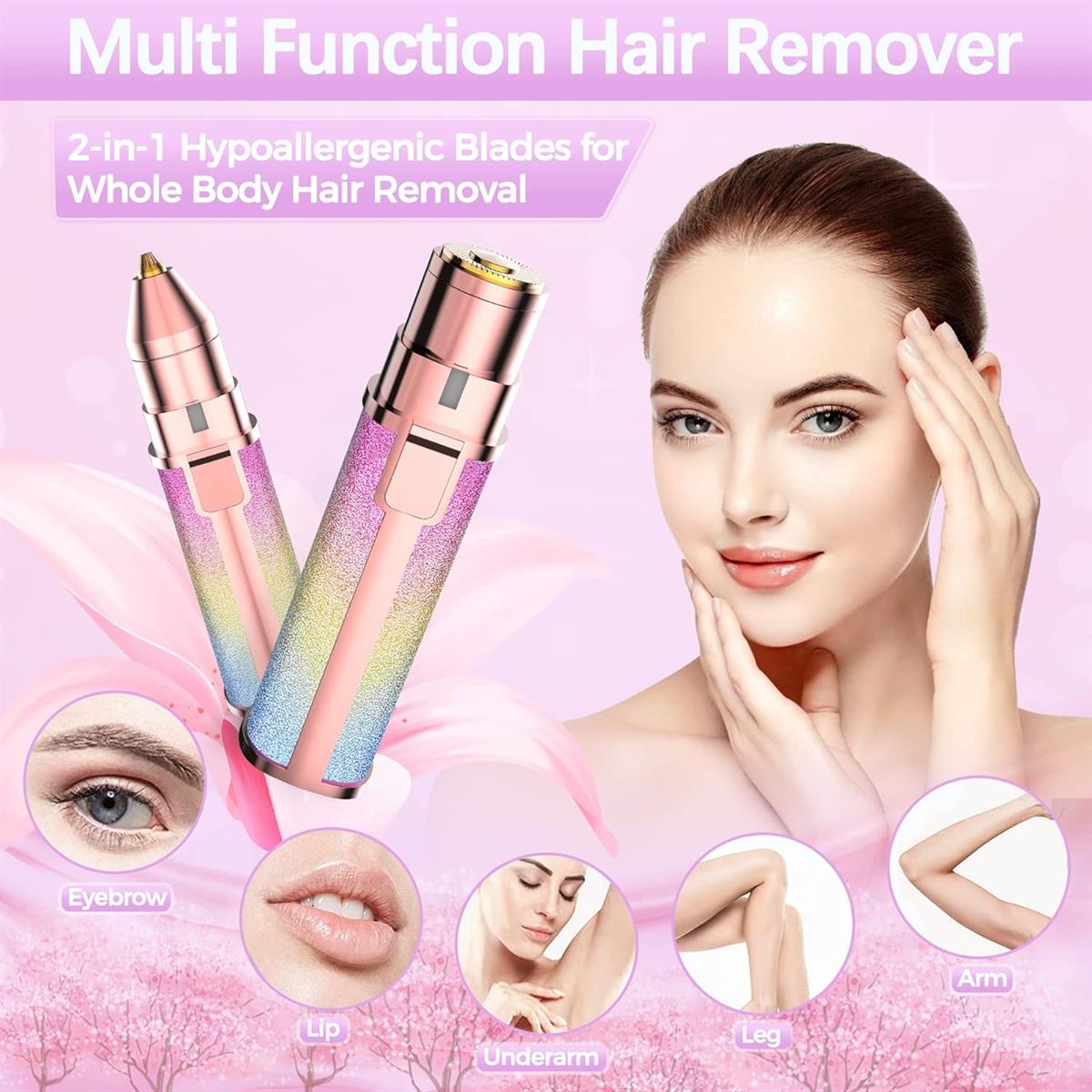 2-in-1 Electric Eyebrow Trimmer and Facial Hair Shaver for Women